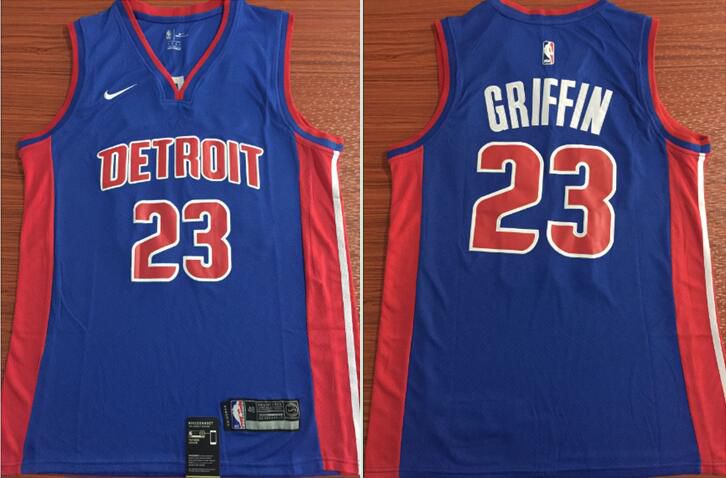 Men Detroit Pistons #23 Griffin Blue Nike Game NBA Jerseys